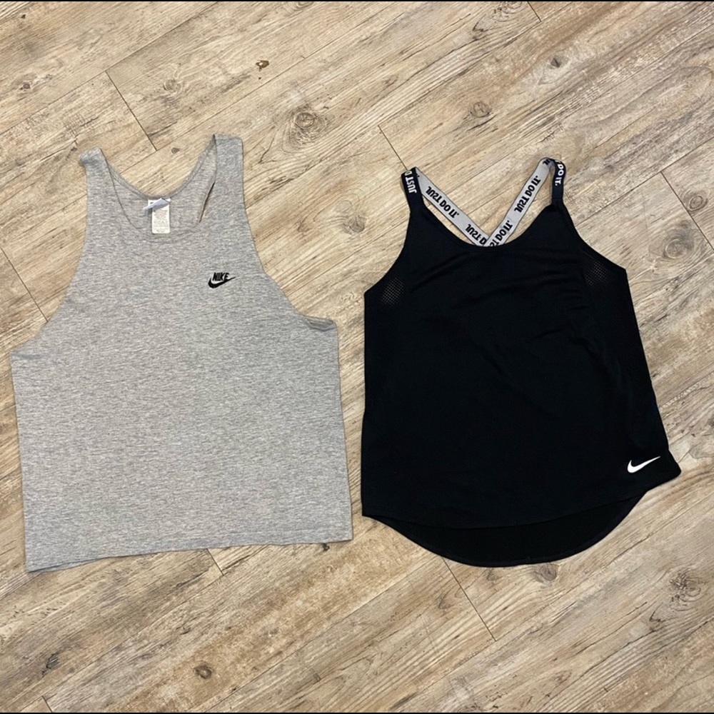 Nike gray and black athletic tank tops - Picture 1 of 10
